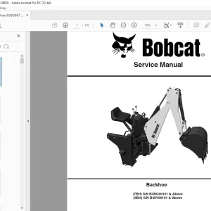 Bobcat Backhoe 7BH 9BH Service Manual 6990887 (11-17) - PDF DOWNLOAD