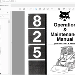 Bobcat 825 Loader Operation & Maintenance Manual SN 495814001 & Above - PDF DOWNLOAD