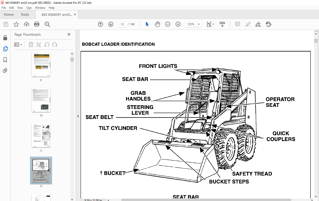 Bobcat 843 & 843B Loader Service Manual 6566091 (6-12) - PDF DOWNLOAD ...