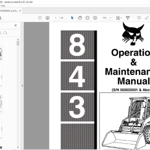 Bobcat 843 Loader Operation & Maintenance Manual SN 502620001 & Above - PDF DOWNLOAD