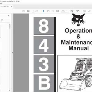 Bobcat 843B Loader Operation & Maintenance Manual 6720547 - PDF DOWNLOAD