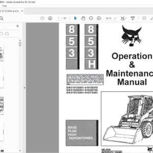Bobcat 853 & 853H Base Plus High Horsepower Loader Operation & Maintenance Manual - PDF DOWNLOAD