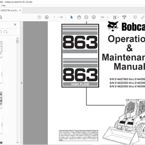 Bobcat 863 & 863 High Flow Loader Operation & Maintenance Manual 6900790 - PDF DOWNLOAD