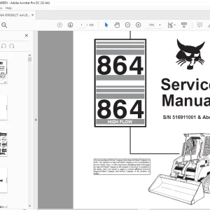 Bobcat 864 & 864 High Flow Loader Service Manual SN 516911001 & Above - PDF DOWNLOAD
