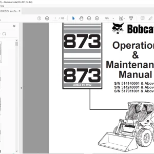 Bobcat 873 & 873 High Flow Loader Operation & Maintenance Manual 6900927 - PDF DOWNLOAD