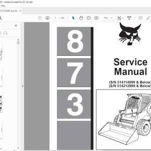 Bobcat 873 Loader Service Manual 6724280 (7-10) - PDF DOWNLOAD