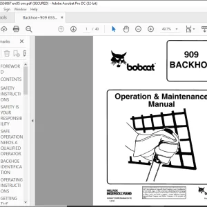 Bobcat 909 BACKHOE  Operation & Maintenance Manual - PDF DOWNLOAD