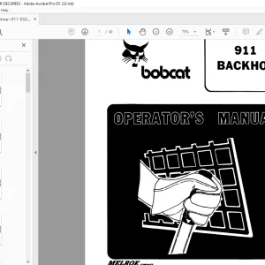 Bobcat 911 BACKHOE Operator's Manual 6556820 (4-87) -  PDF DOWNLOAD