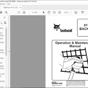 Bobcat 911C BACKHOE Operation & Maintenance Manual -  PDF DOWNLOAD