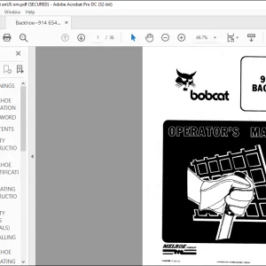 Bobcat 914A BACKHOE Operator's Manual -  PDF DOWNLOAD