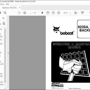 Bobcat 9235A, 9235 BACKHOE Operation & Maintenance Manual  - PDF DOWNLOAD
