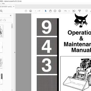 Bobcat 943 Loader Operation & Maintenance Manual 6570001 - PDF DOWNLOAD