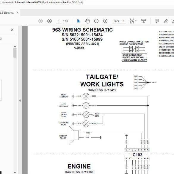 Bobcat 963 Electrical Wiring & Hydraulic / Hydrostatic Schematic Manual ...