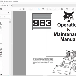 Bobcat 963 Loader Operation & Maintenance Manual 6724543 - PDF DOWNLOAD