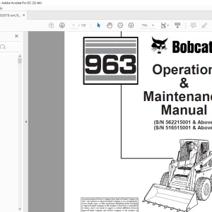 Bobcat 963 Loader Operation & Maintenance Manual 6900878 - PDF DOWNLOAD