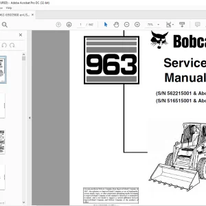 Bobcat 963 Loader Service Manual 6900988 (6-12) - PDF DOWNLOAD
