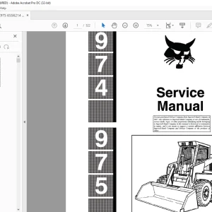 Bobcat 974 975 Loader Service Manual 6556214 (6-12) - PDF DOWNLOAD