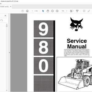 Bobcat 980 Loader Service Manual 6570341 (6-12) - PDF DOWNLOAD