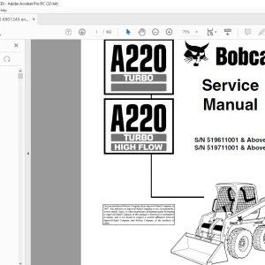 Bobcat A220 Turbo A220 Turbo High Flow Loader Service Manual 6901245 (6-12) - PDF DOWNLOAD