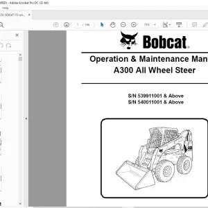 Bobcat A300 All Wheel Steer Operation & Maintenance Manual 6904170 - PDF DOWNLOAD