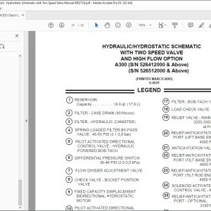 Bobcat A300 Electrical Wiring & Hydraulic / Hydrostatic Schematic with Two Speed Valve Manual 6902728 - PDF DOWNLOAD
