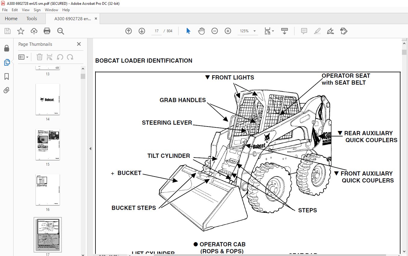 Bobcat A300 Turbo A300 Turbo High Flow Loader Service Manual 6902728 (6 ...