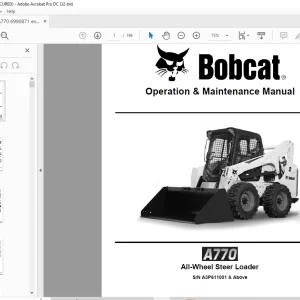 Bobcat A770 All-Wheel Steer Loader Operation & Maintenance Manual SN A3P611001 & Above - PDF DOWNLOAD