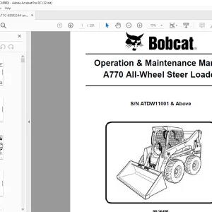 Bobcat A770 All-Wheel Steer Loader Operation & Maintenance Manual SN ATDW11001 & Above - PDF DOWNLOAD