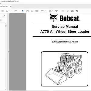 Bobcat A770 All-Wheel Steer Loader Service Manual SN ASRW11001 & Above - PDF DOWNLOAD