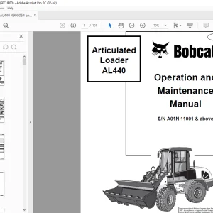 Bobcat AL440 Articulated Loader Operation & Maintenance Manual SN A01N 11001 & above - PDF DOWNLOAD