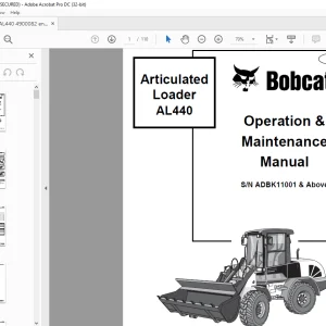 Bobcat AL440 Articulated Loader Operation & Maintenance Manual SN ADBK11001 & Above - PDF DOWNLOAD