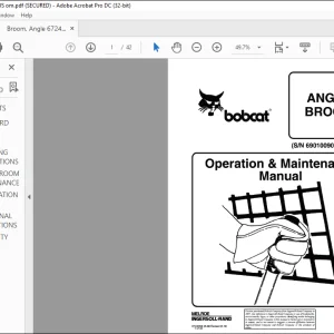 Bobcat ANGLE BROOM Operation & Maintenance Manual SN 690100900 & Above -  PDF DOWNLOAD