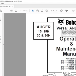 Bobcat AUGER 15, 15H 30 & 30H VersaHANDLER Operation & Maintenance Manual 6901382 (6–01) -  PDF DOWNLOAD