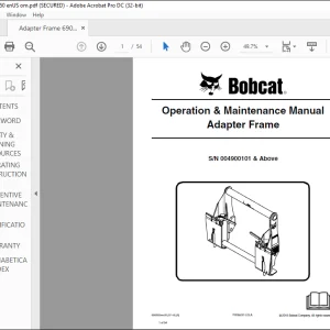 Bobcat Adapter Frame Operation & Maintenance Manual SN004900101 & Above  - PDF DOWNLOAD
