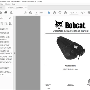 Bobcat Angle Broom 48 Operation & Maintenance Manual 700000101 & Above - PDF DOWNLOAD