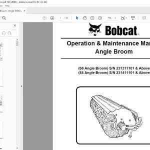Bobcat Angle Broom 68 84 Operation & Maintenance Manual  - PDF DOWNLOAD