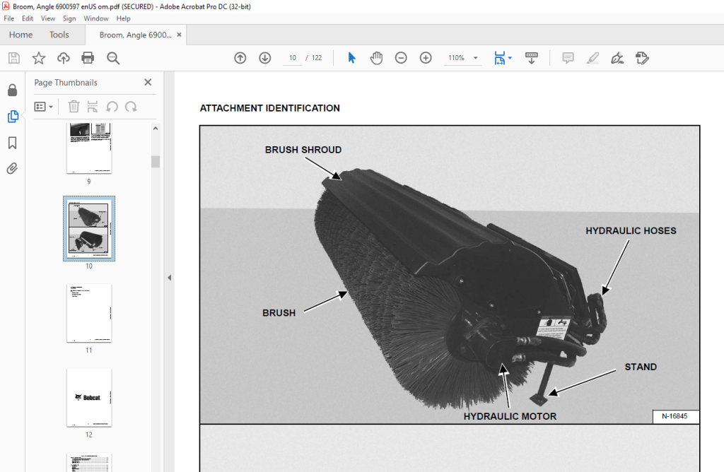 Bobcat Angle Broom 68 84 Operation & Maintenance Manual 6900597 (0718