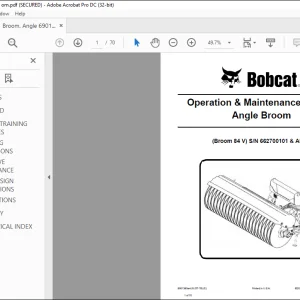Bobcat Angle Broom 84 V Operation & Maintenance Manual SN 662700101 & Above  - PDF DOWNLOAD