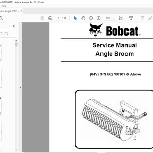 Bobcat Angle Broom 84V Service Manual SN 662700101 & Above -  PDF DOWNLOAD