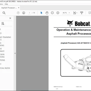 Bobcat Asphalt Processor Operation & Maintenance Manual SN AYYS00101 & Above -  PDF DOWNLOAD
