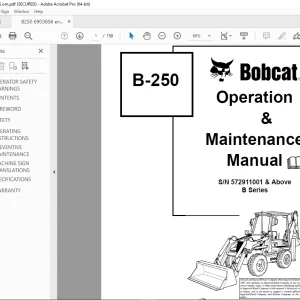 Bobcat B-250 Backhoe loader Operation & Maintenance Manual SN 572911001 PDF DOWNLOAD