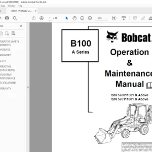 Bobcat B100 A Series Backhoe loader Operation & Maintenance Manual 6901842 PDF DOWNLOAD