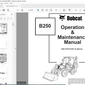 Bobcat B250 Backhoe loader Operation & Maintenance  Manual  SN 570311001 PDF DOWNLOAD