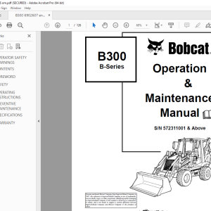 Bobcat B300 B-Series Backhoe Loader Operation & Maintenance ...