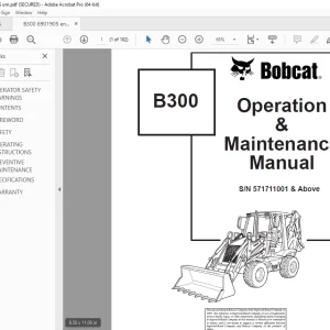 Bobcat B300 Backhoe loader Operation & Maintenance Manual SN 571711001 PDF DOWNLOAD