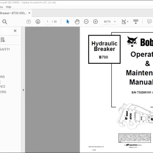 Bobcat B700 Hydraulic Breaker Operation & Maintenance Manual SN 733200101 & Above - PDF DOWNLOAD