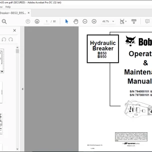 Bobcat B850 B950 Hydraulic Breaker Operation & Maintenance Manual -  PDF DOWNLOAD
