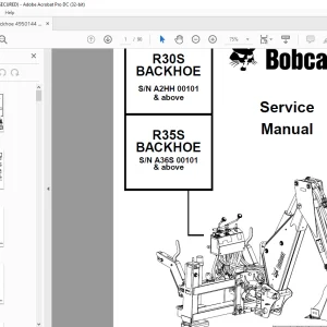 Bobcat BACKHOE R30S R35S Service Manual SN A36S00101 & above - PDF DOWNLOAD