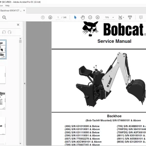 Bobcat Backhoe Bob-Tach® Mounted 406 406 506 506 607 607 709 709 709FDS 709FDS 8811 8811 MO6 Service Manual SN 074600101 & Above - PDF DOWNLOAD
