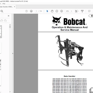 Bobcat Bale Handler with tines H1.0 QT H1.4 QT D1.3 QT D1.6 QT D1.8 QT H1.0 H1.4 D1.3 D1.6 D1.8 Operation & Maintenance And Service Manual -  PDF DOWNLOAD